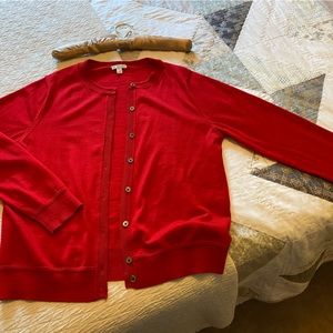 Gap - holly red 100 % merino wool crew cardigan ladies XL